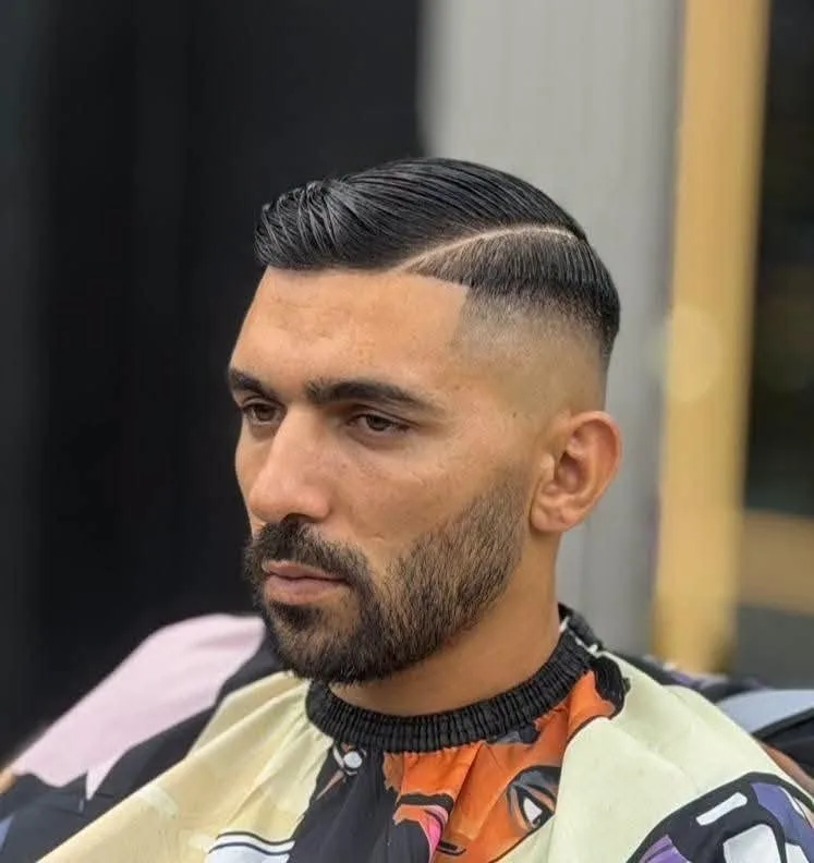Hard part with beard fade